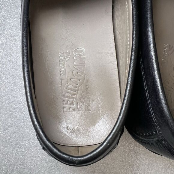 Salvatore Ferragamo PETER SF Logo Black Leather Mens Drivers Loafers Shoes 9.5D main image 6